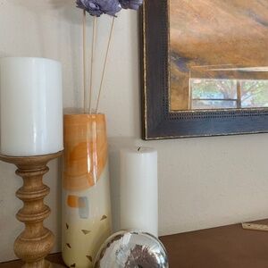 Pier 1 vase blue‎ orange gold cream